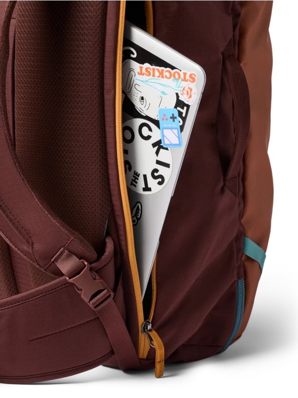 cotopaxi Allpa Backpack in burnt orange with teal accents - Picture 3 of 11